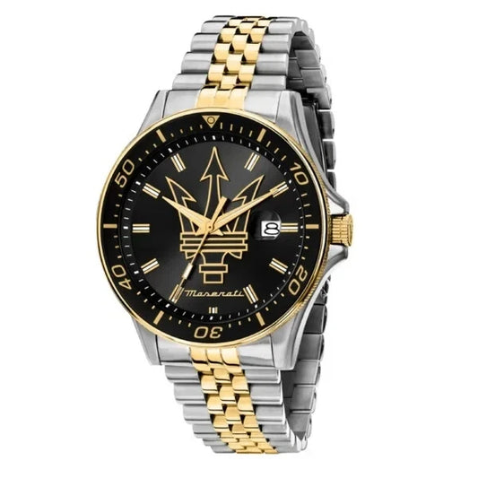 Maserati Successo Black Dial Silver with gold tone accents Men's Watch - R885314009