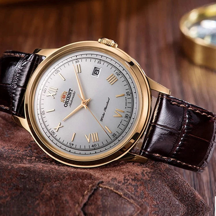 Orient Bambino V2 40.5mm White Dial Black Leather Strap Men's Watch - FAC00007W0