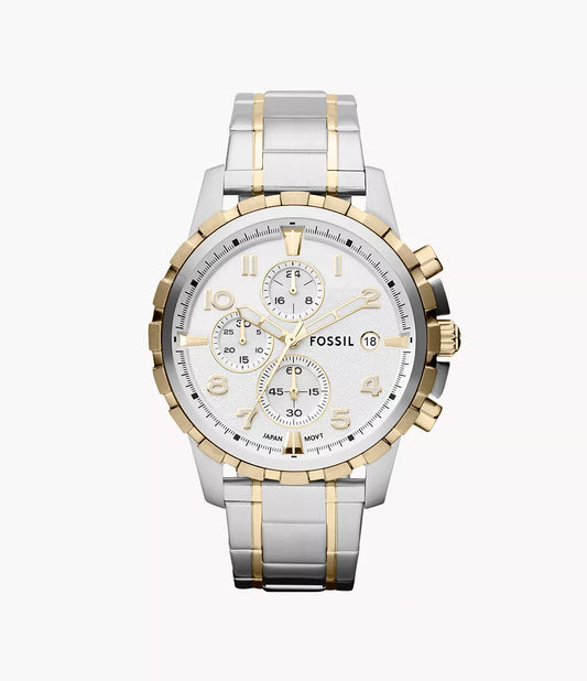 Fossil Dual Tone white Dial Men's Chronograph Watch- FS4795