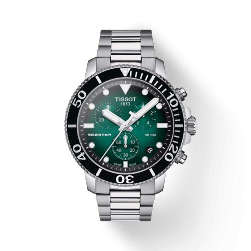 Tissot Seastar Green Dial 1000 Quartz Chronograph Men's Watch - T120.417.11.091.01