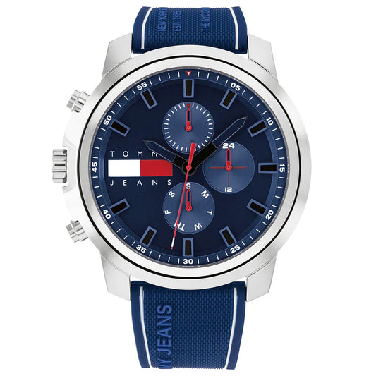 Tommy Hilfiger Blue Dial Rubber Strap Men's Multifunction  Watch- TH1710582