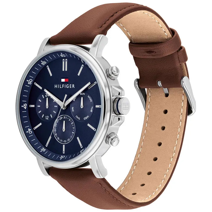 Tommy Hilfiger Tyson Brown Leather Strap Men's Multifunction Watch- 1710585