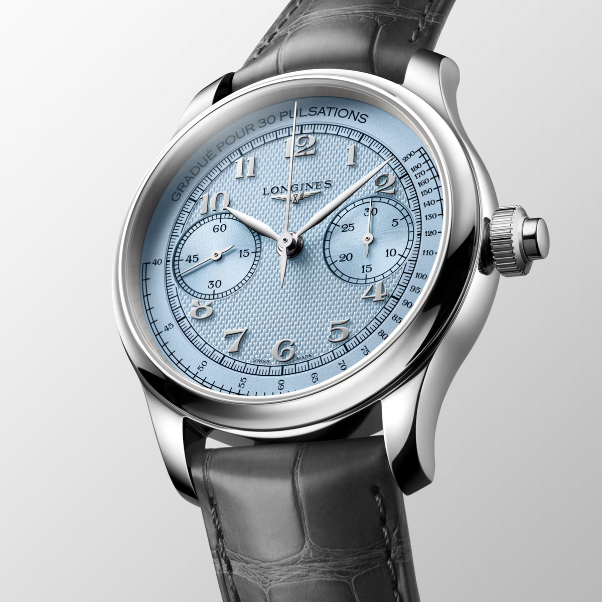 Longines Master Collection Chrono Monopusher Frosted Blue "barleycorn" Dial 41mm Men's Watch - L2.960.4.93.2
