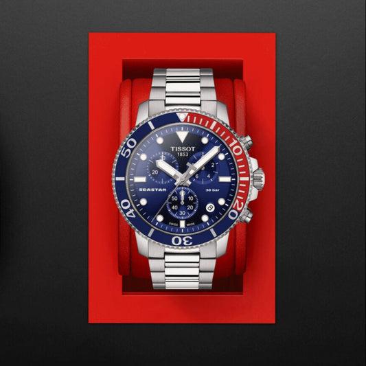 Tissot Seastar Blue Dial 1000 Quartz Chronograph Men's Watch - T120.417.11.041.03