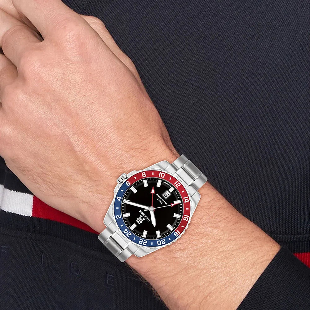Tommy Hilfiger TH85 GMT Black Dial Men's Watch - 1792131
