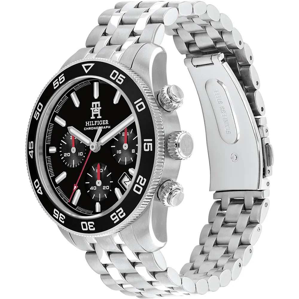 Tommy Hilfiger Stainless steel Strap Black Dial Men's Watch -1792156