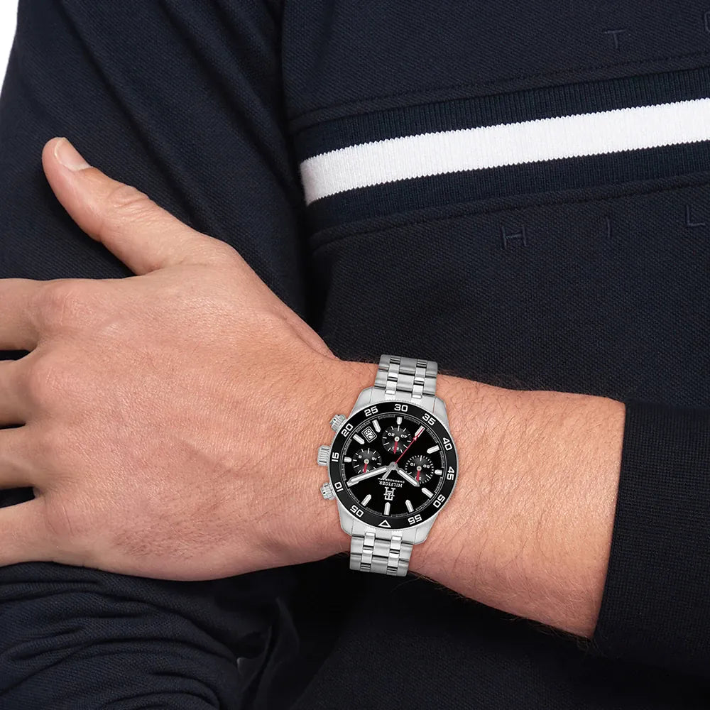 Tommy Hilfiger Stainless steel Strap Black Dial Men's Watch -1792156