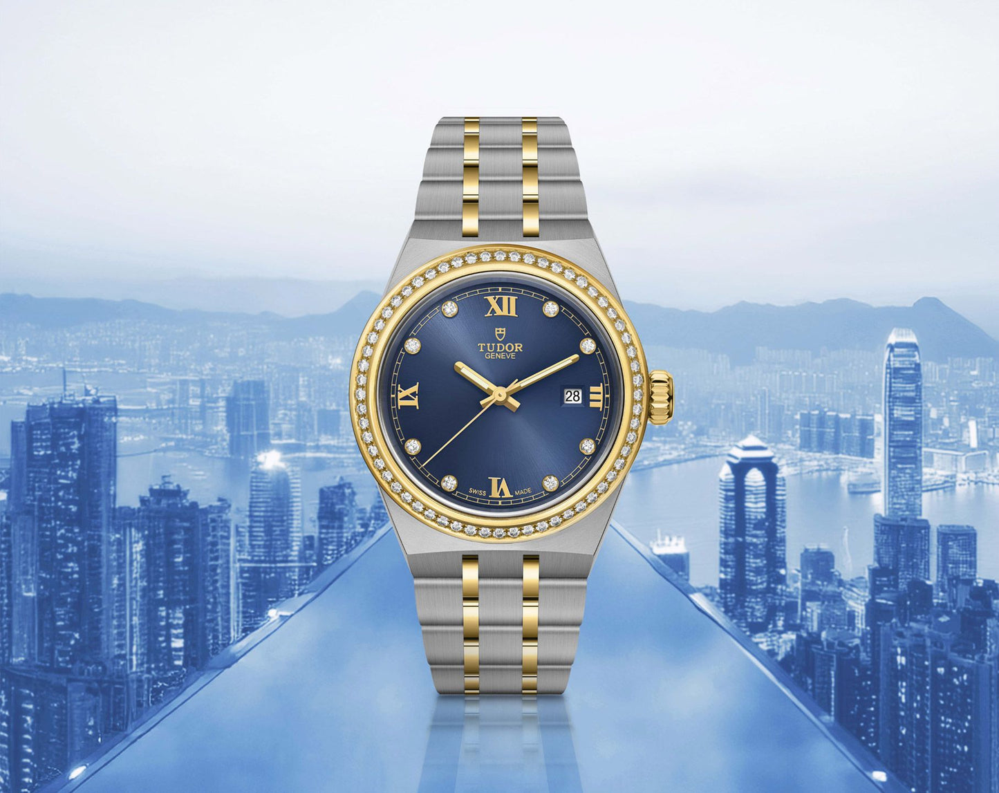 Tudor Royal Blue Dial 28mm with Diamond Ladies Watch - M28323-0002