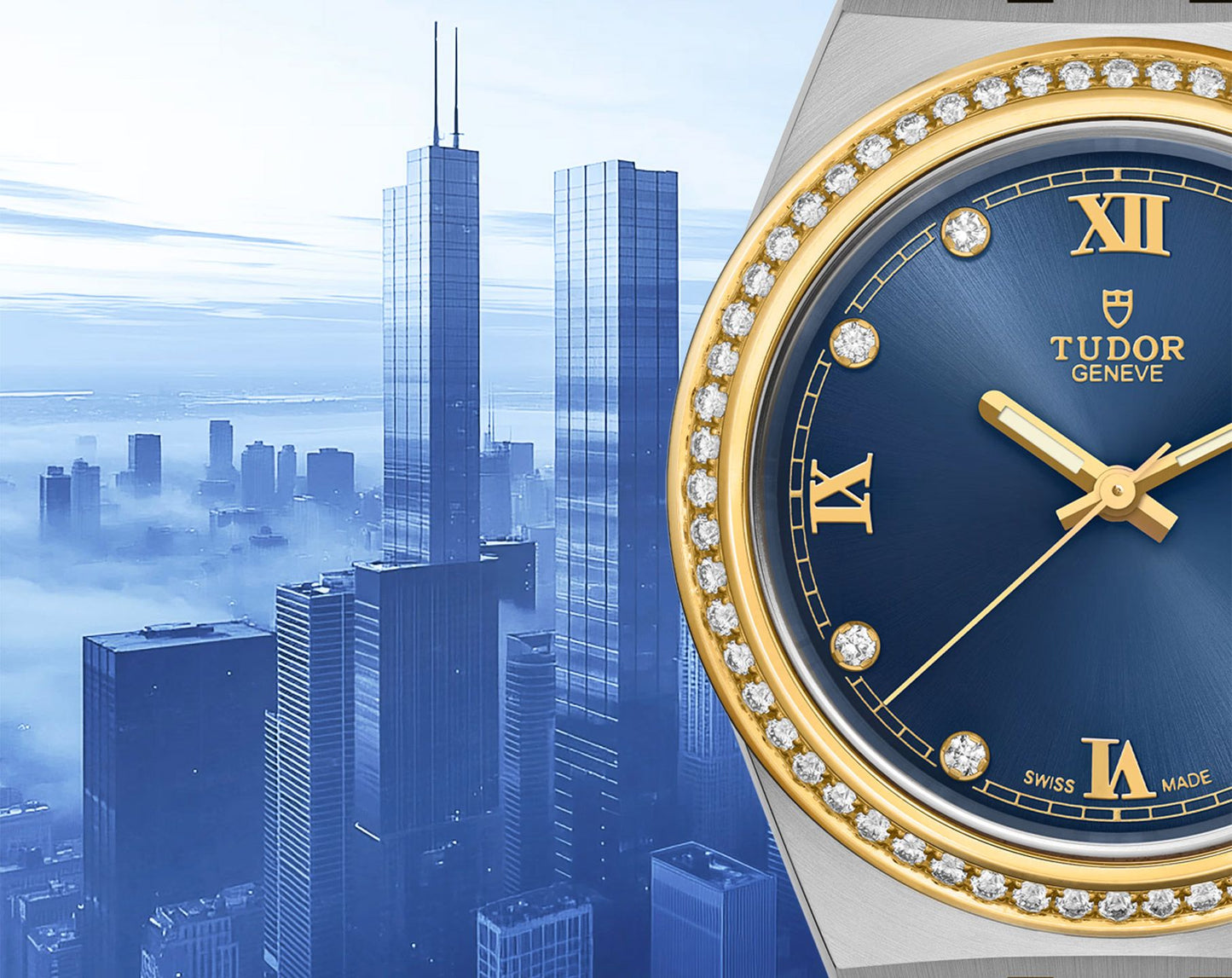 Tudor Royal Blue Dial 28mm with Diamond Ladies Watch - M28323-0002