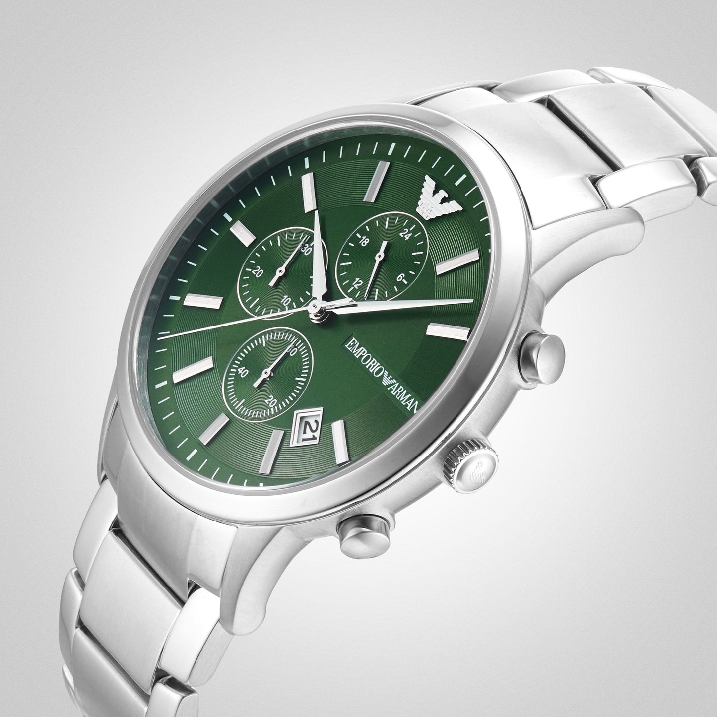 Emporio Armani Green Dial Stainless Steel Men's Chronograph Watch- AR11507