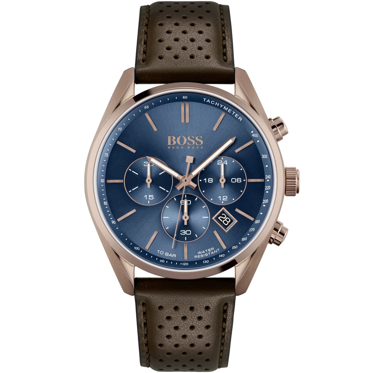 Hugo Boss Champion Rose Gold Leather Strap Men's Chronograph Watch- 1513817