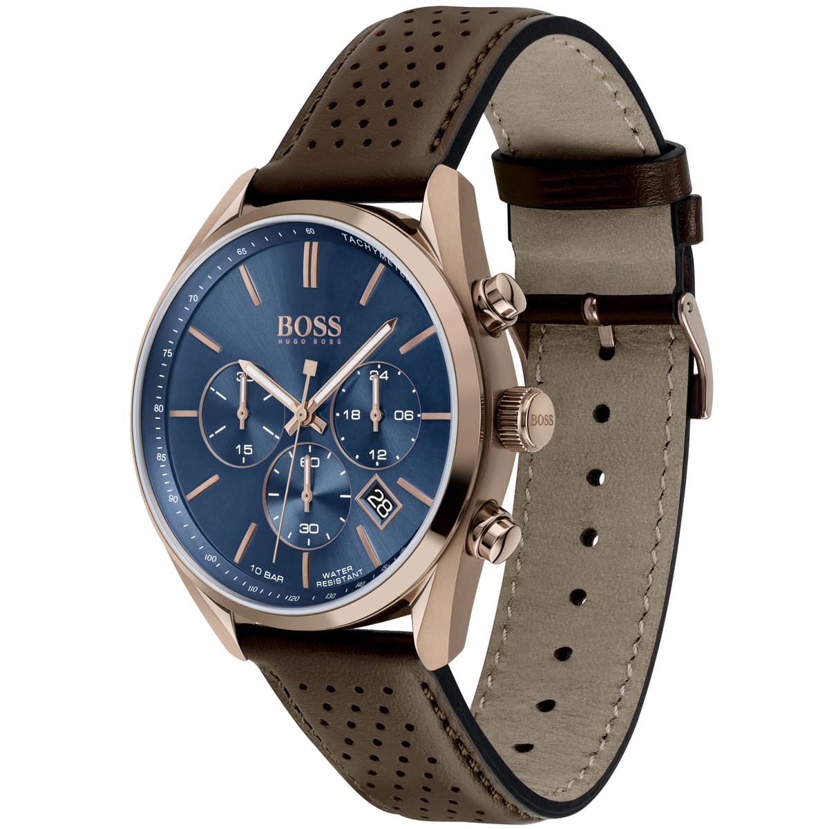 Hugo Boss Champion Rose Gold Leather Strap Men's Chronograph Watch- 1513817