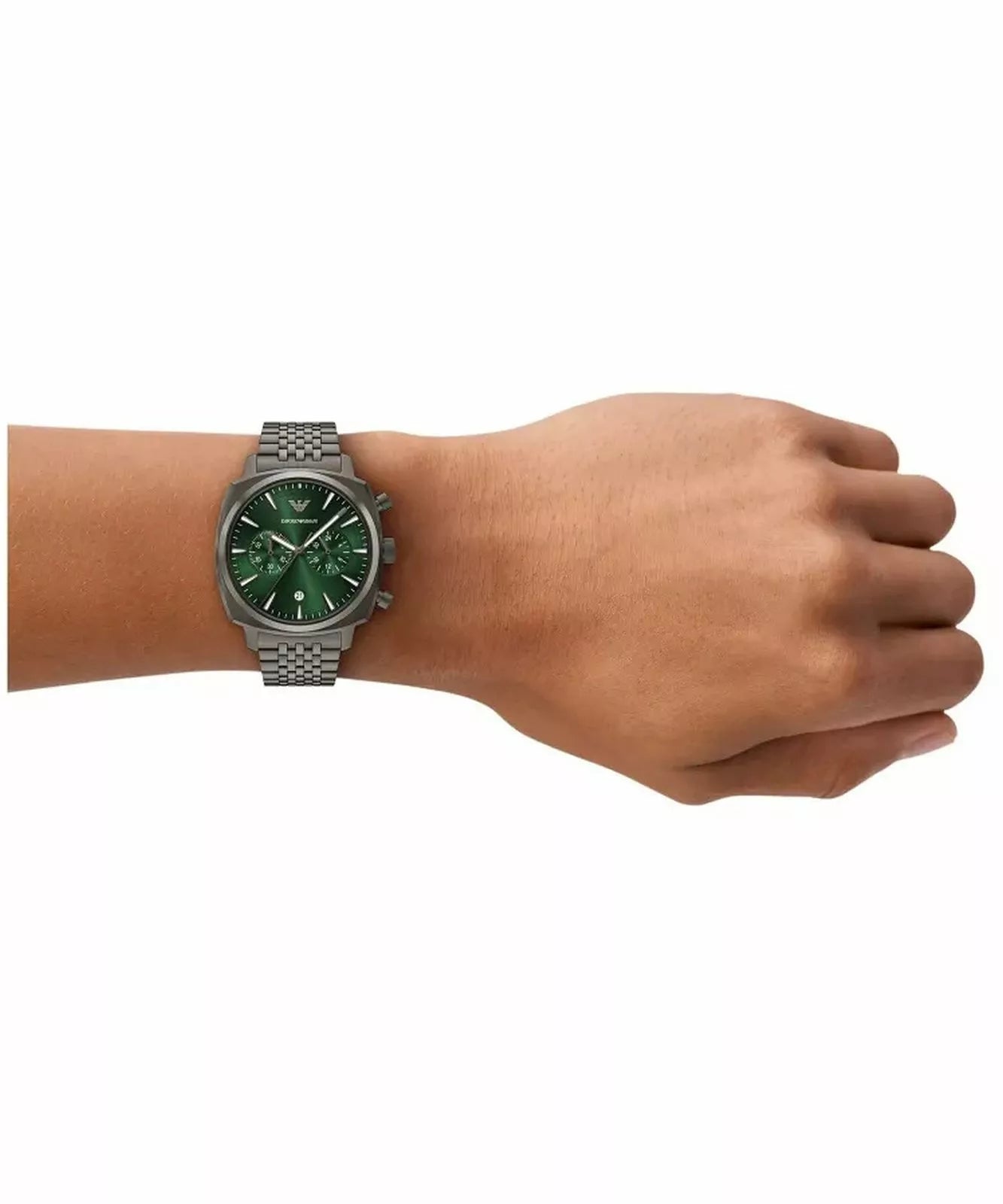 Emporio Armani Green Dial Gunmetal Stainless Steel Men' s Watch - AR11689