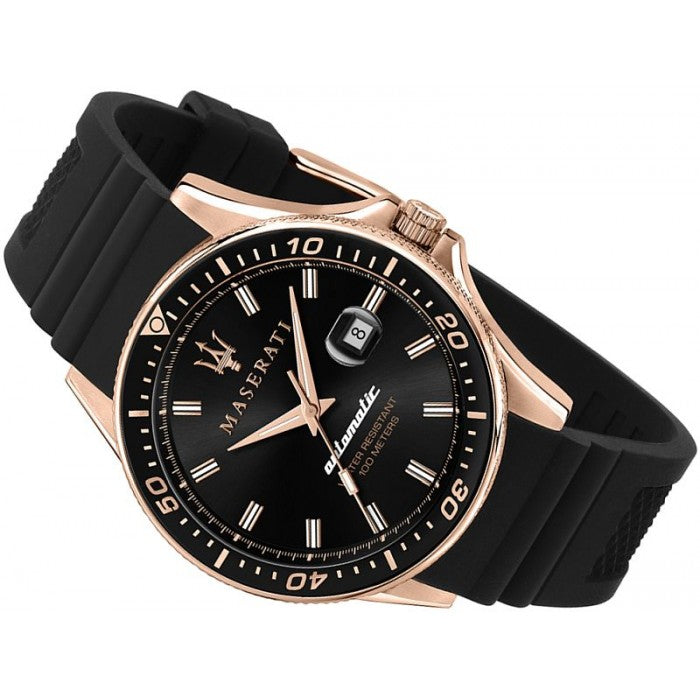 Maserati Sfida Rose Gold Silicone Strap Men's Automatic Watch- R8821140001