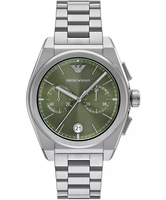 Emporio Armani Federico Green Dial Chronograph Men's Watch - AR11640