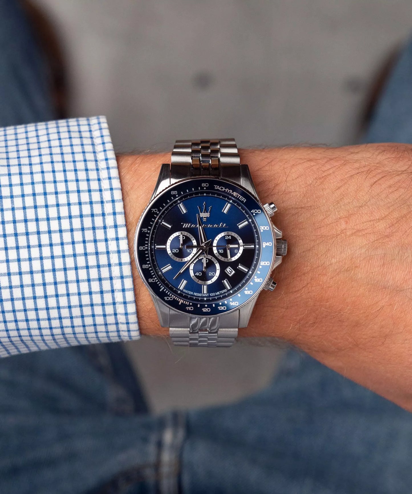 Maserati Sfida Blue Dial Chronograph with Date Men's Watch - R8873640025