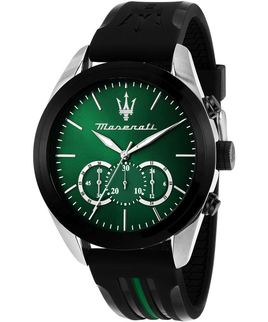 Maserati Traguardo Green Dial Rubber Strap Men's Watch - R8871612043